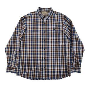 Bob Timberlake Super Soft Flannel Shirt Men's XL Brown Blue Plaid EUC Classic
